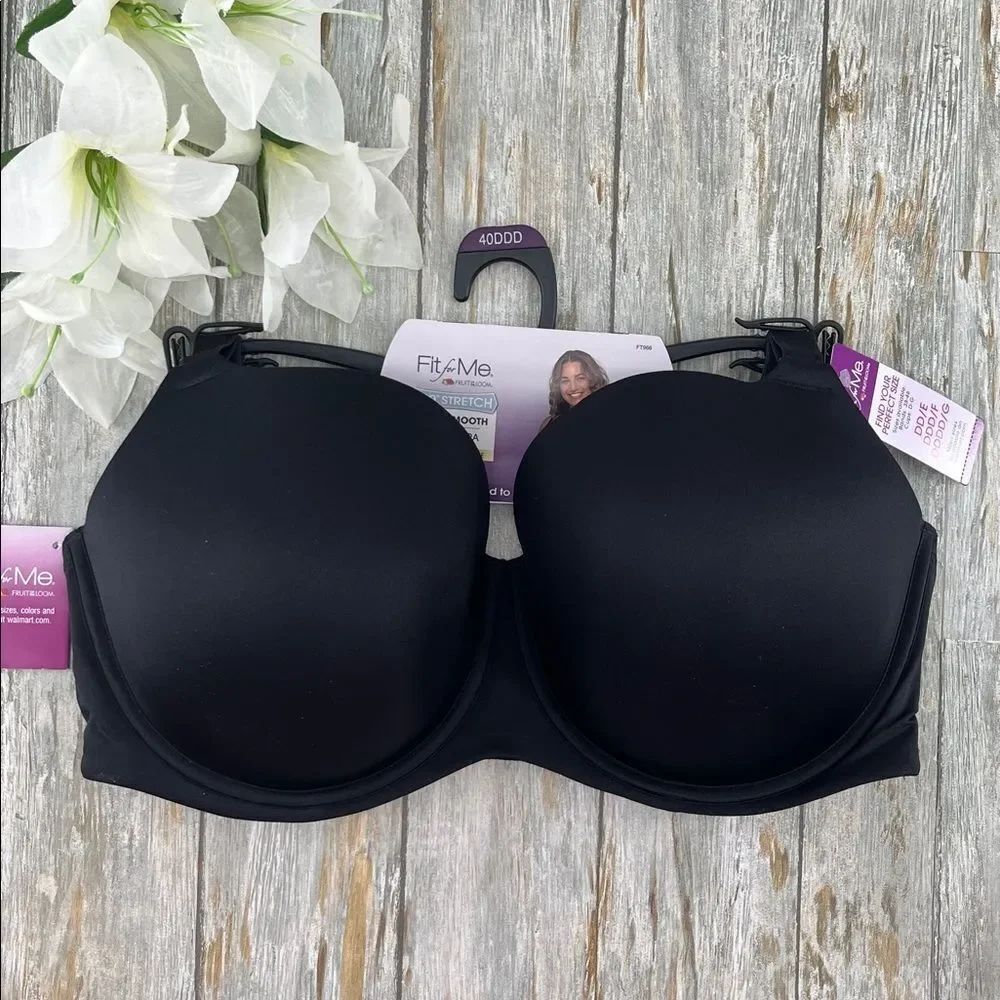 Fruit of the Loom Everyday T-Shirt Bra Black Size 40DDD